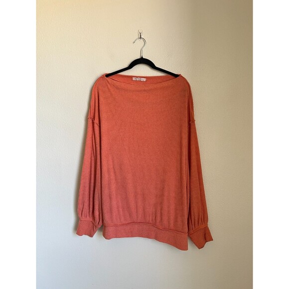 We The Free Main Squeeze Hacci Top in Salmon (Orange) Size LARGE - Picture 1 of 6